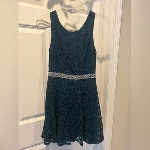 Elegant Teal Lace Womens Dress Small